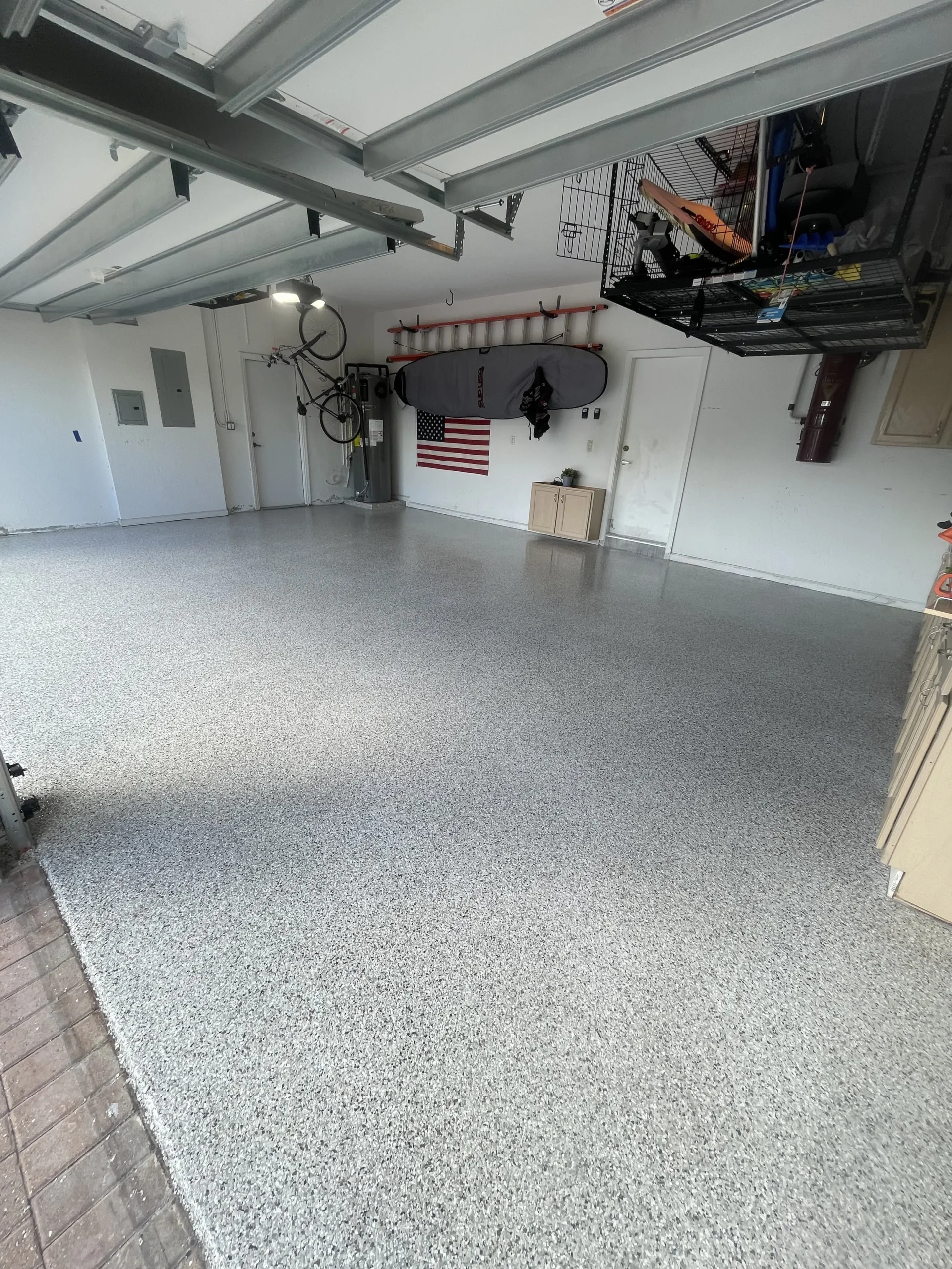 Polished concrete floor with gray finish