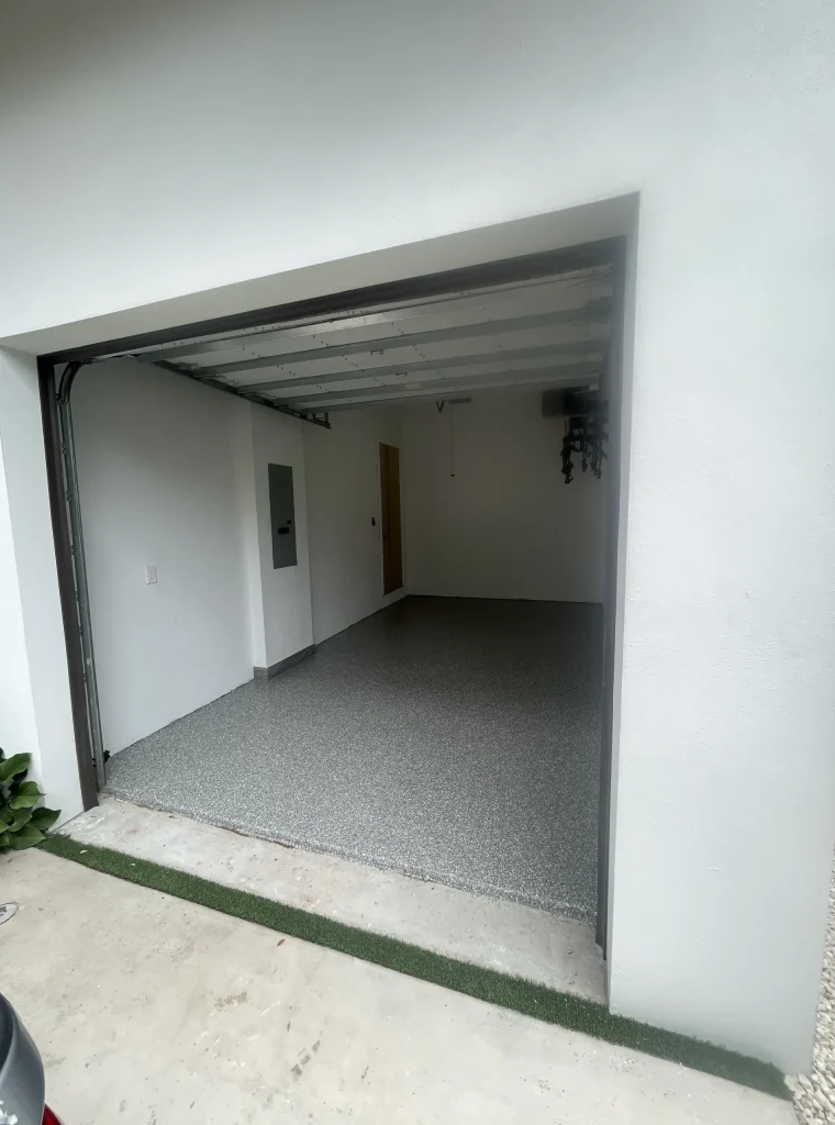 Before and after epoxy floor transformation Fort Lauderdale
